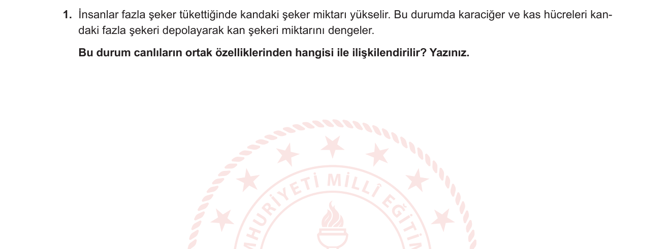 Biyoloji sorusu 1 — Canlıların Ortak Özellikleri — Homeostazi (İç Denge)