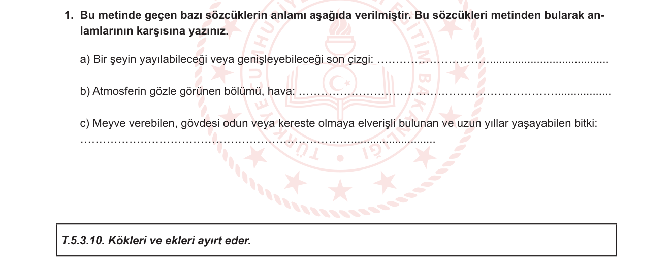 Türkçe sorusu 1 — Sözcükte Anlam (Tanımdan Kelime Bulma / Söz Varlığı)