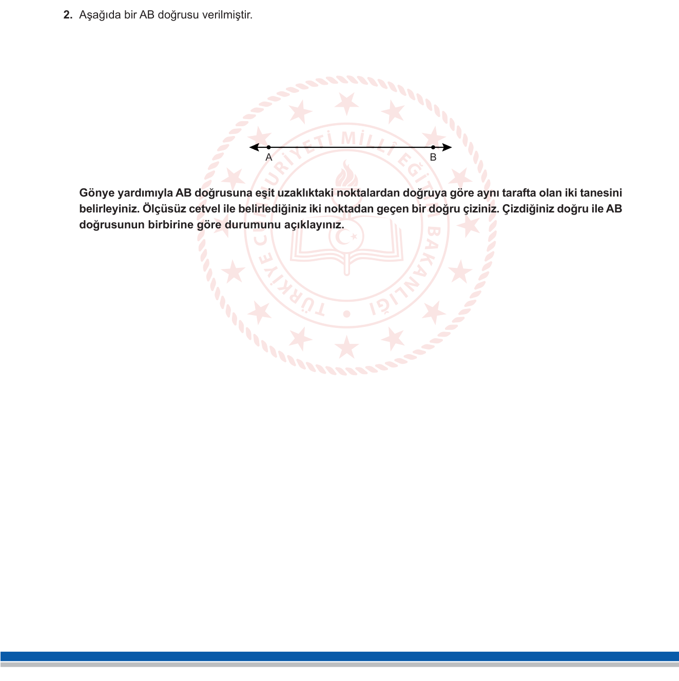 Matematik sorusu 2 — Doğrular — paralel doğrular, gönye ile çizim