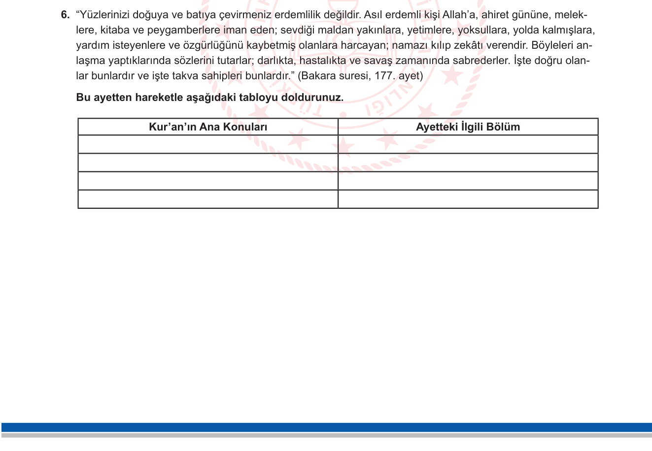 Din Kültürü ve Ahlak Bilgisi sorusu 21 — 
