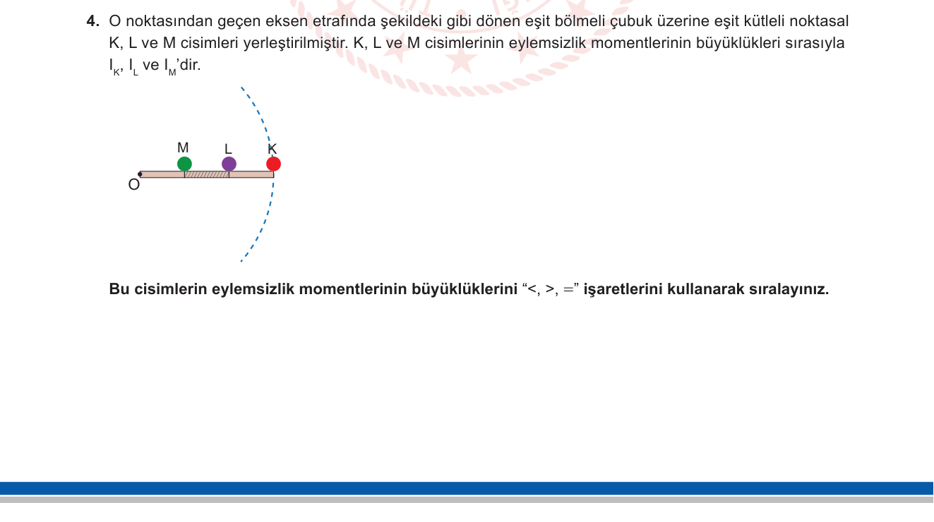 Fizik sorusu 5 — Dönme Hareketi — Eylemsizlik Momenti (I = mr²) ve Eksen Uzaklığı İlişkisi