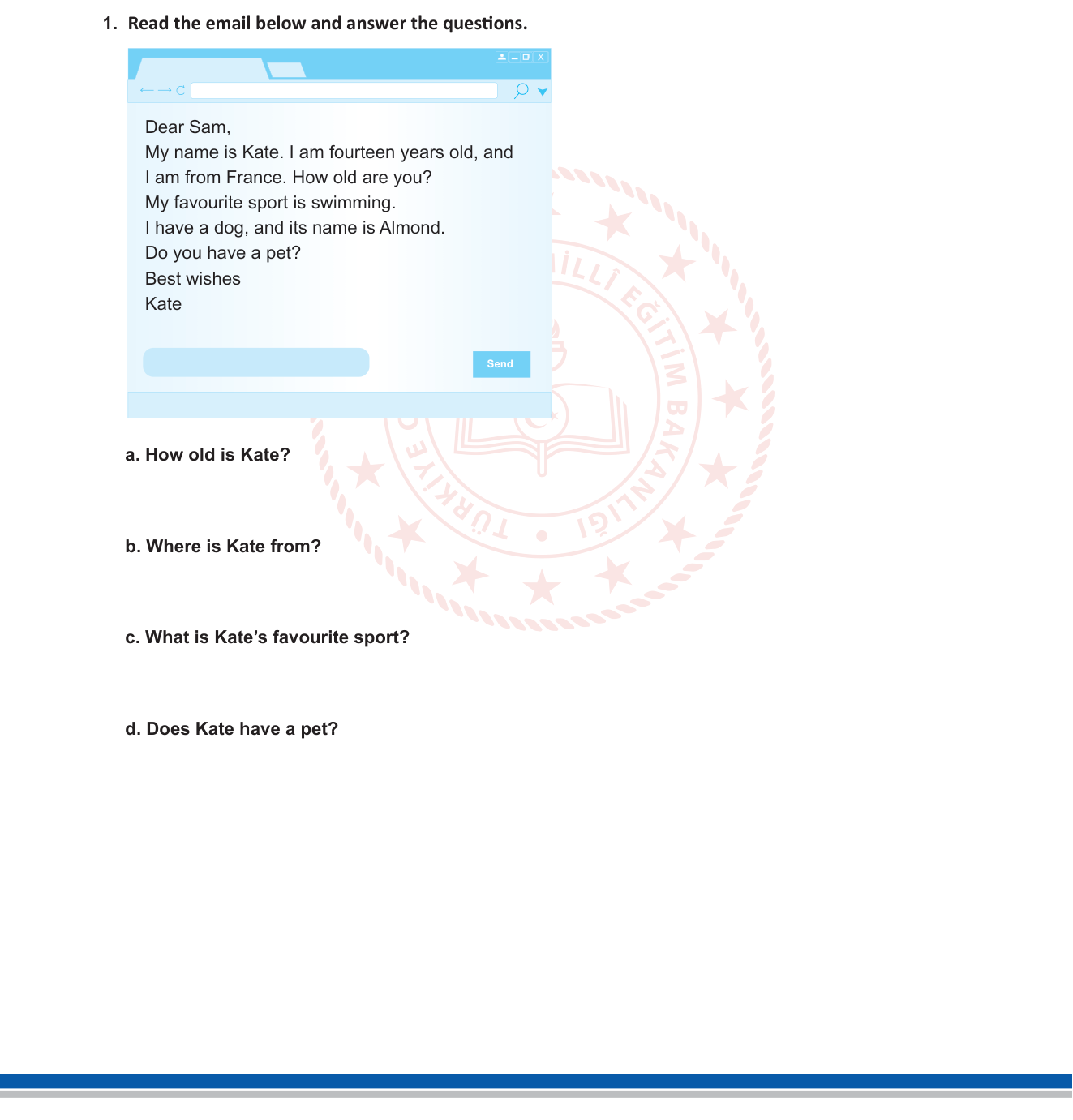 İngilizce sorusu 2 — Reading Comprehension / Personal Information / Simple Present Tense (9. sınıf)