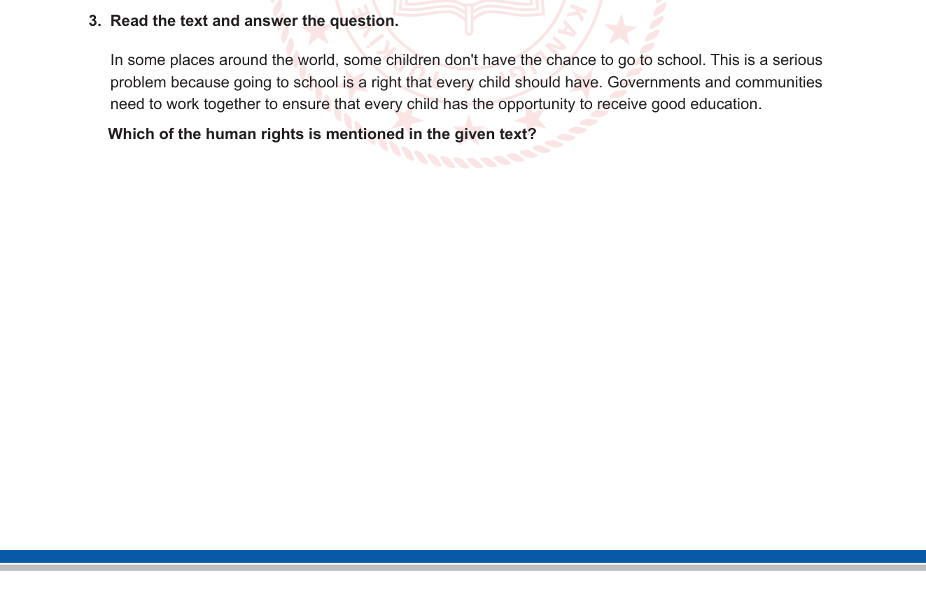 İngilizce sorusu 10 — İngilizce okuma-anlama — insan hakları / Right to Education / 12. sınıf
