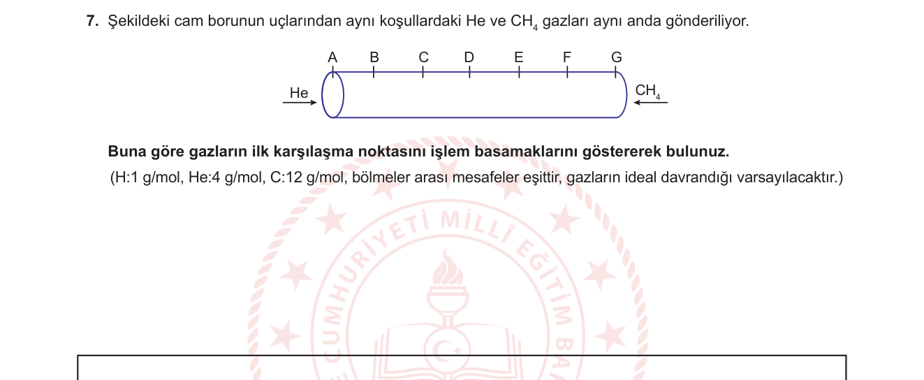 Kimya sorusu 8 — Gazların Özellikleri — Graham Difüzyon Yasası