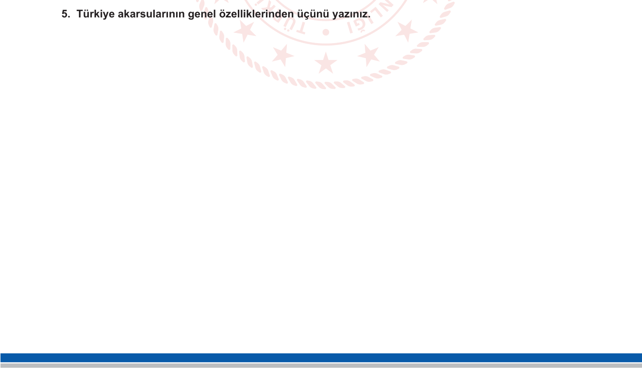 Coğrafya sorusu 11 — Türkiye'nin Akarsuları — Genel Özellikleri (10. Sınıf Türkiye Fiziki Coğrafyası)
