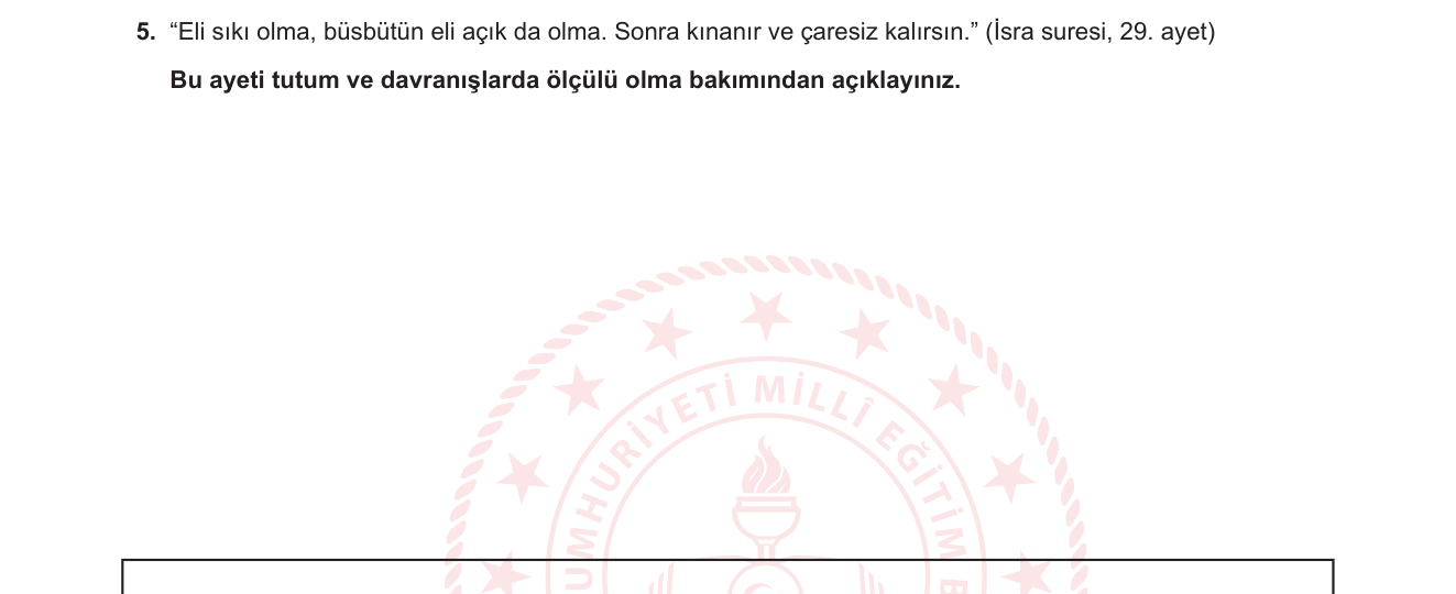 Din Kültürü ve Ahlak Bilgisi sorusu 5 — 