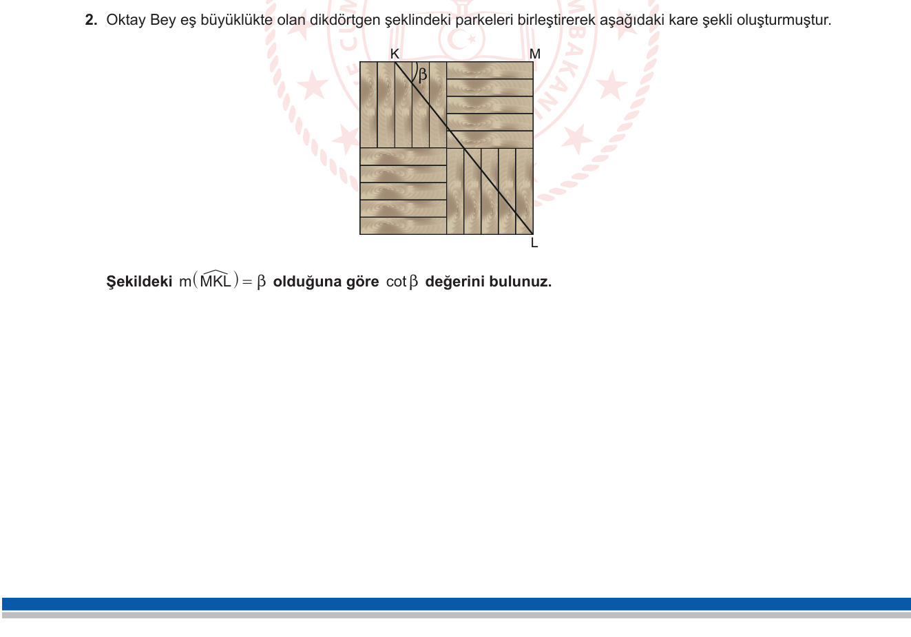 Matematik sorusu 17 — Trigonometri — şekilden açı okuma, cotanjant, kare geometrisi