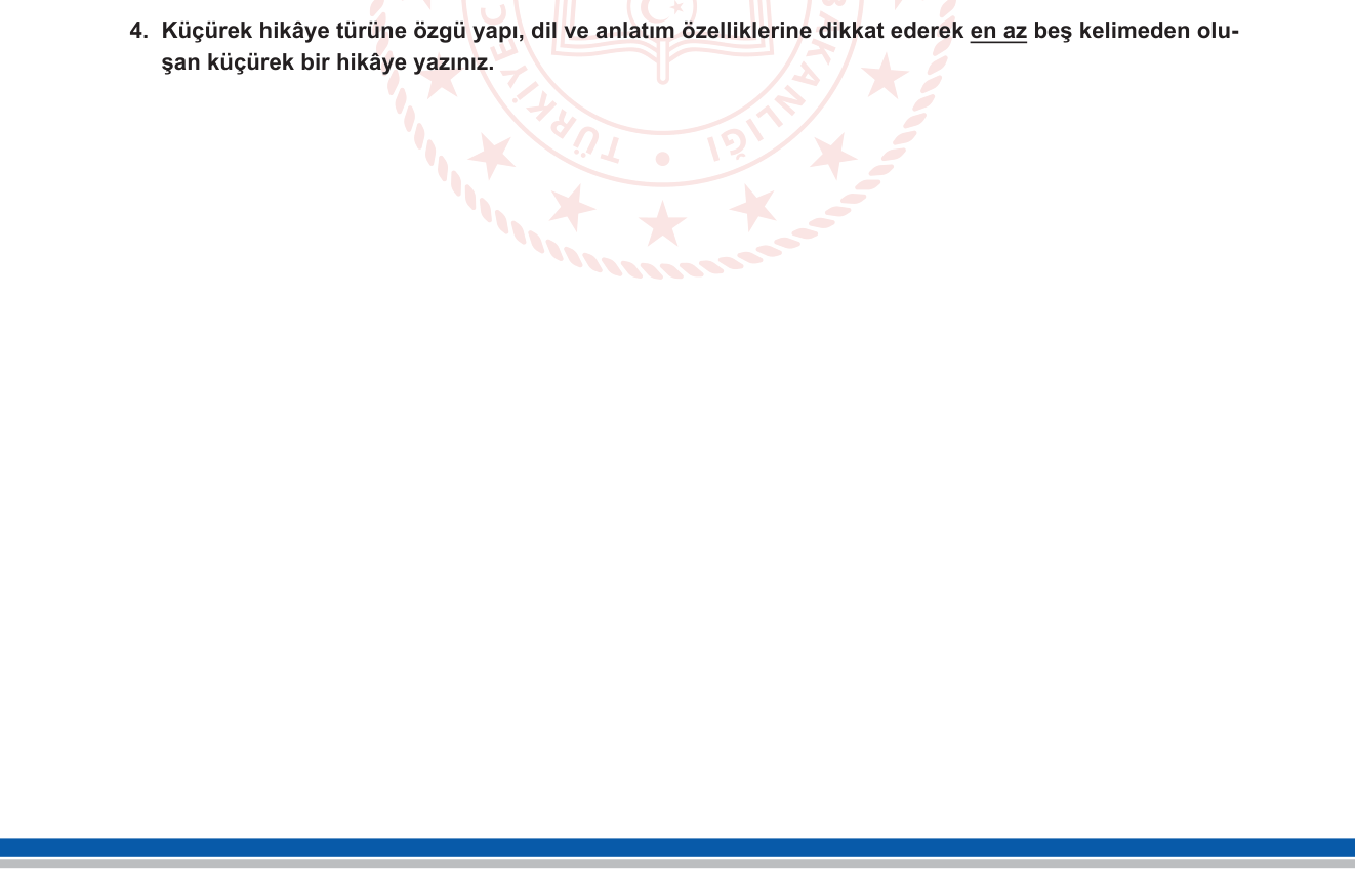 Türk Dili ve Edebiyatı sorusu 8 — Küçürek (minimal) hikâye türü; yapı-dil-anlatım özelliklerine göre yaratıcı yazma (12. sınıf Türk Dili ve Edebiyatı)