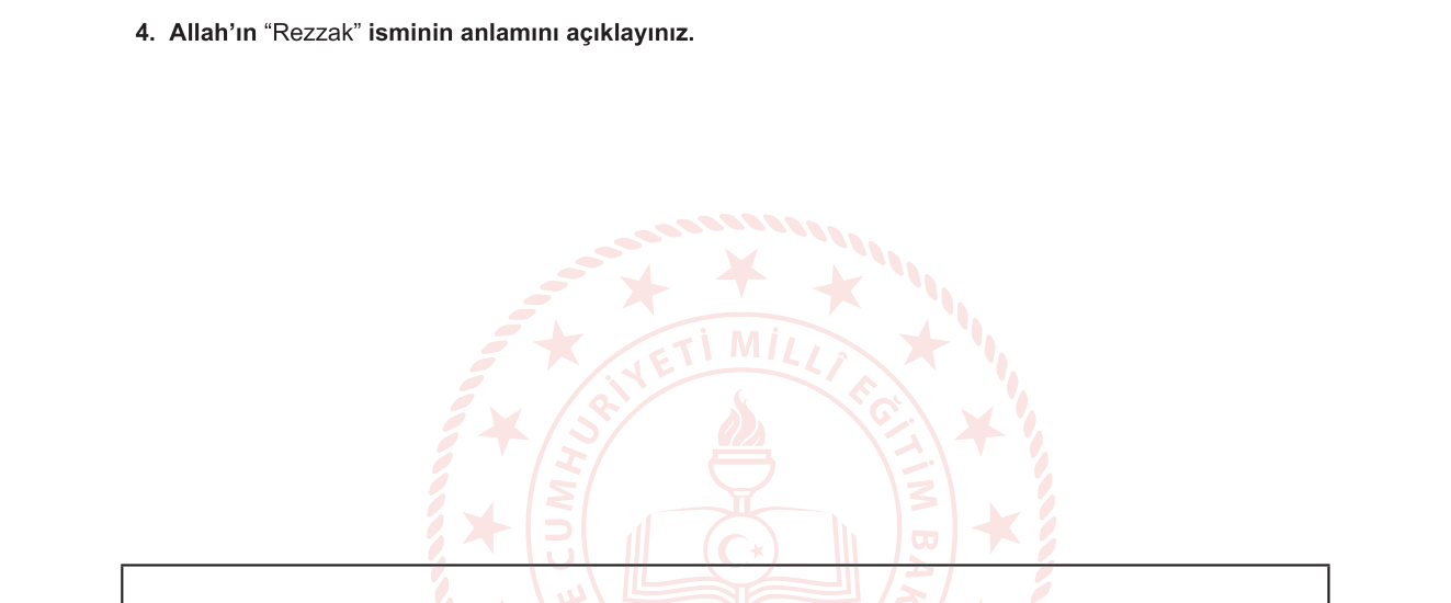 Din Kültürü ve Ahlak Bilgisi sorusu 4 — Esmaü'l-Hüsna — Er-Rezzak ismi