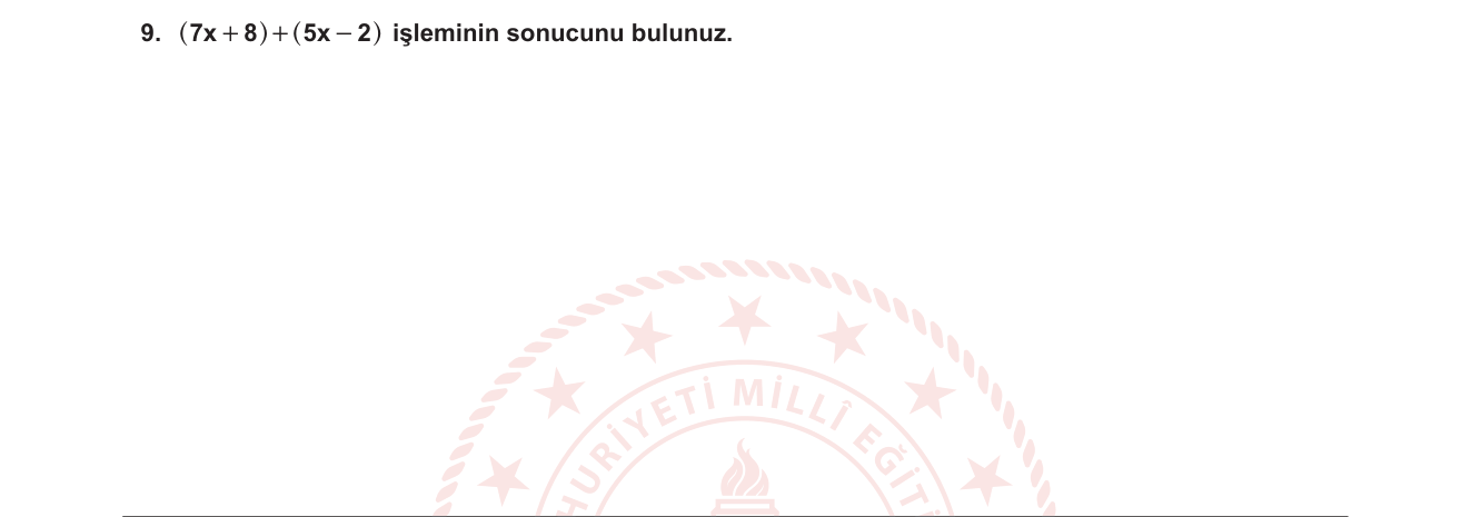 Matematik sorusu 22 — Cebirsel ifadeler — benzer terimleri toplama