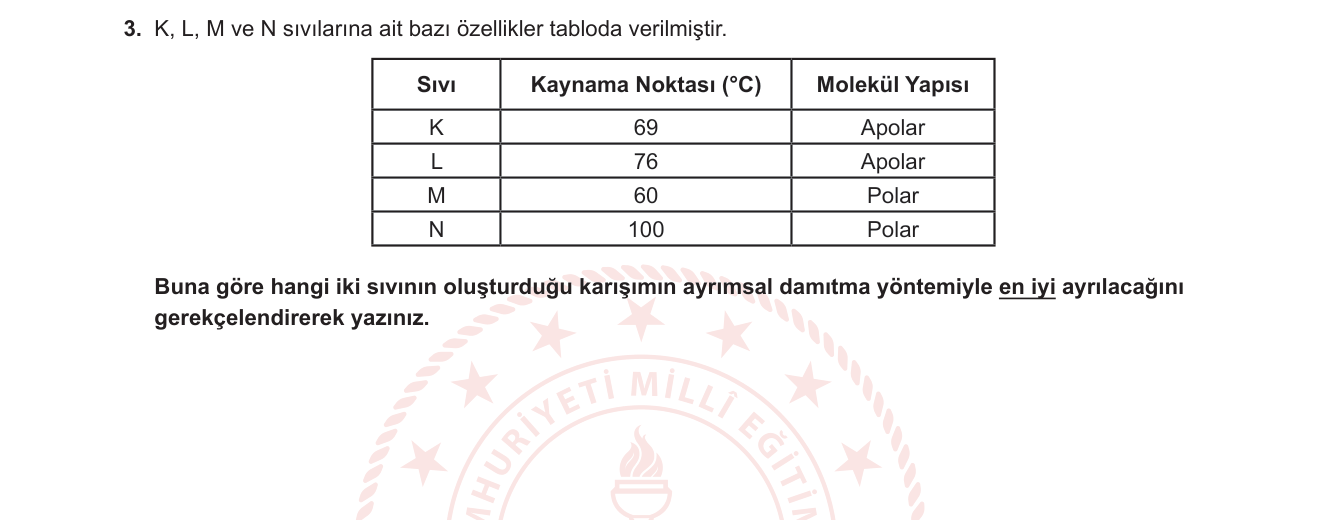 Kimya sorusu 11 — 