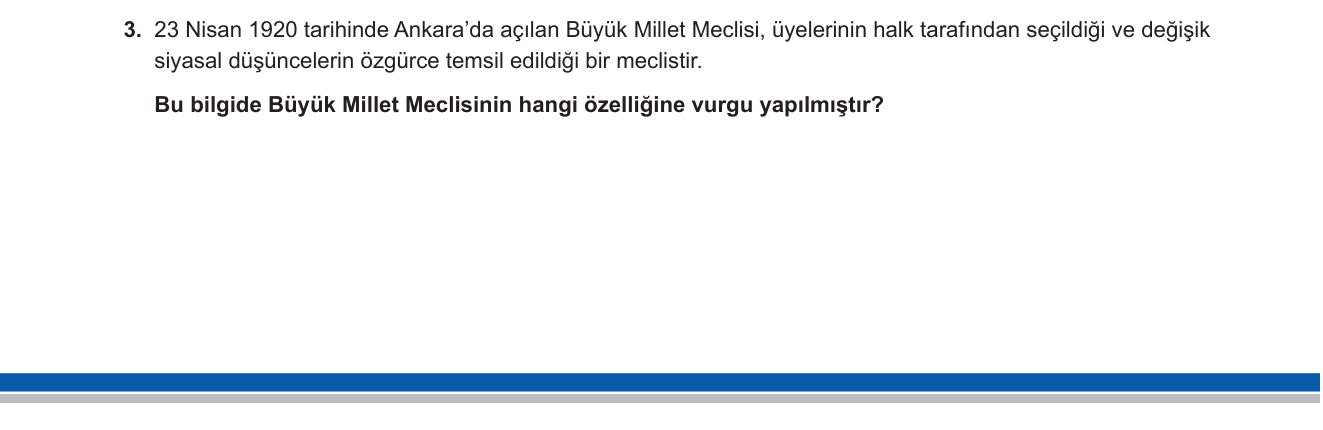 T.C. İnkılap Tarihi ve Atatürkçülük sorusu 2 — TBMM'nin Açılması ve Özellikleri