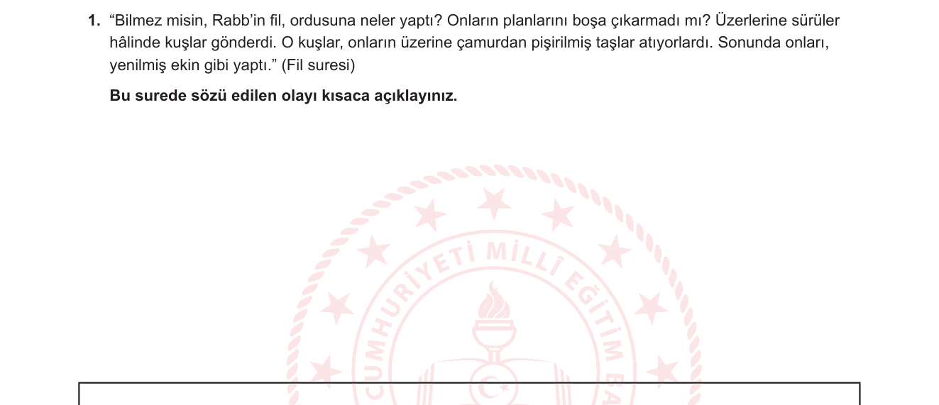 Din Kültürü ve Ahlak Bilgisi sorusu 1 — 