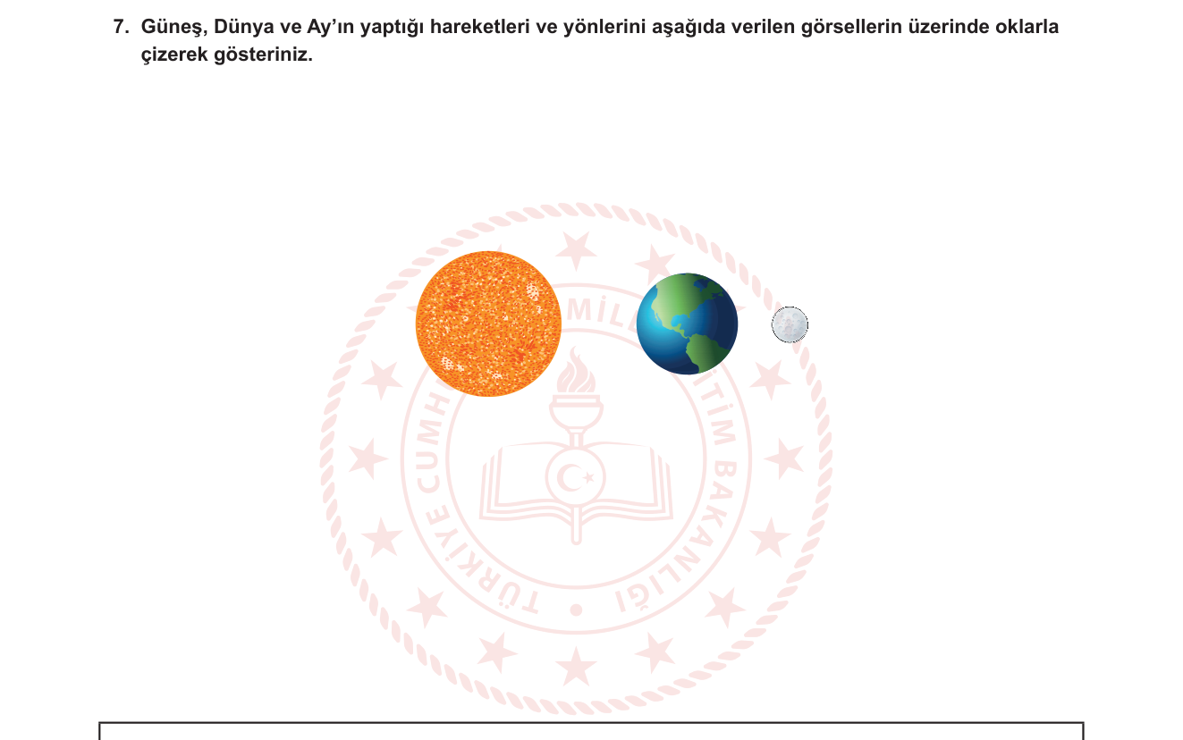 Fen Bilimleri sorusu 8 — Güneş, Dünya ve Ay Sistemi — Hareketler ve Yönleri
