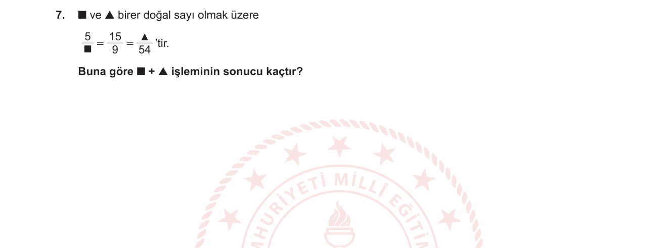 Matematik sorusu 20 — Denk kesirler / Oran ve orantı