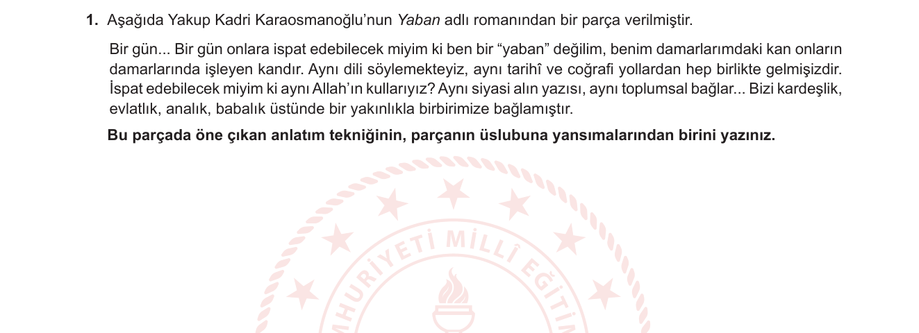 Türk Dili ve Edebiyatı sorusu 7 — 