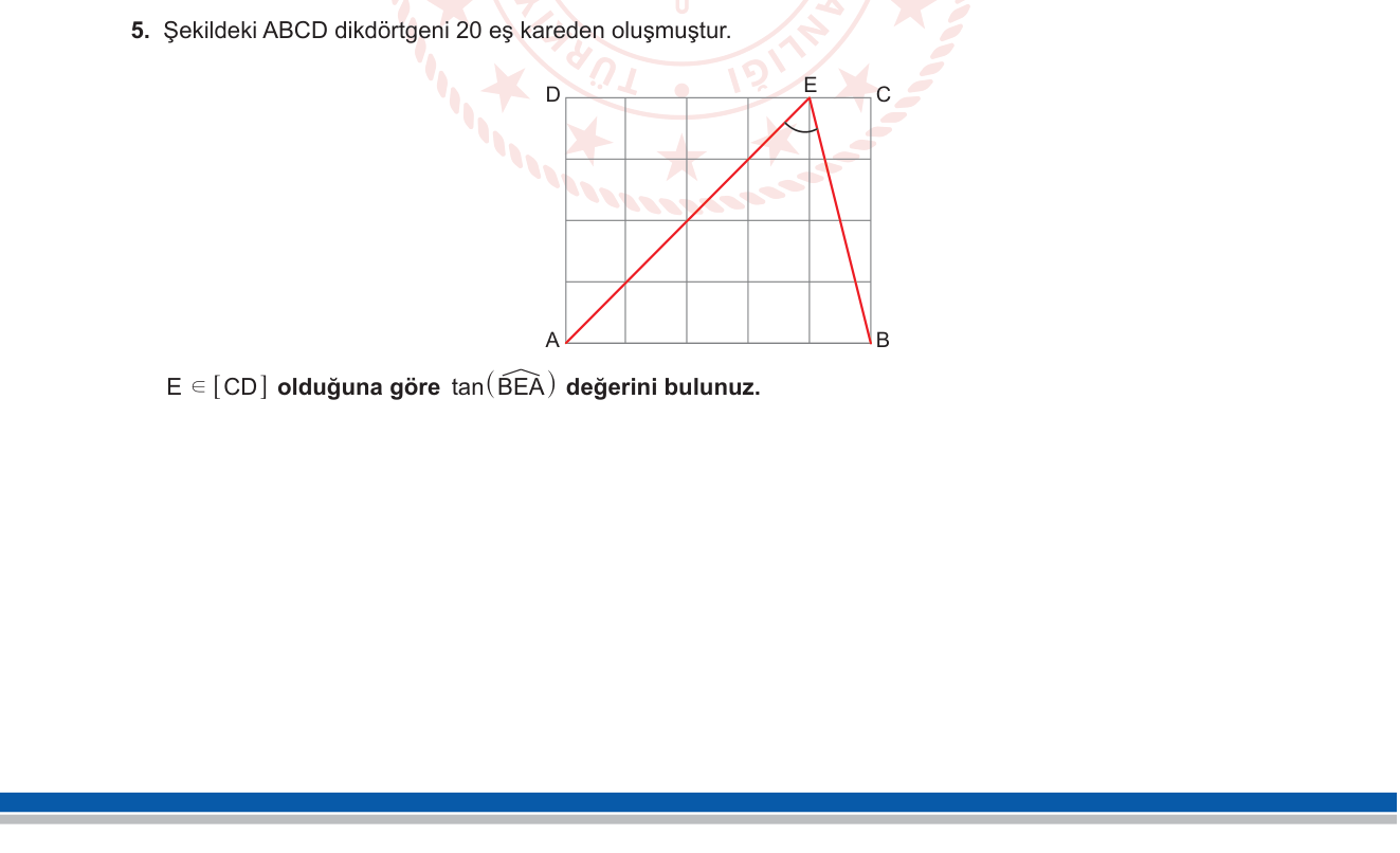 Matematik sorusu 19 — Trigonometri — koordinatlarda açı, iki doğru arasındaki açı formülü