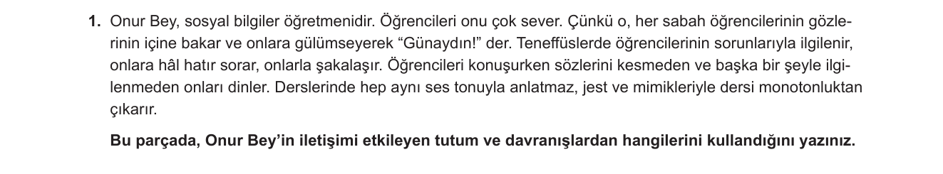 Sosyal Bilgiler sorusu 7 — İletişim becerileri; sözel ve sözel olmayan iletişim araçları (7. Sınıf Sosyal Bilgiler — İletişim ve İnsan İlişkileri)