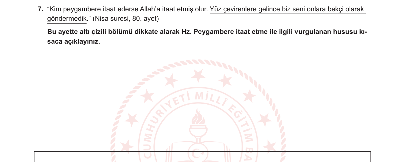 Din Kültürü ve Ahlak Bilgisi sorusu 14 — Hz. Muhammed'in Peygamberlik Görevleri — Tebliğin Sınırı / Özgür İrade