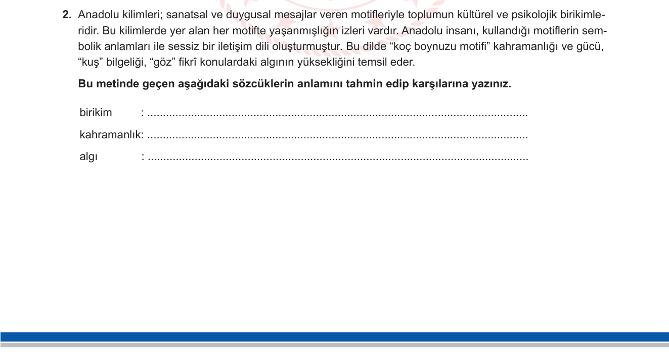 Türkçe sorusu 12 — Sözcük Bilgisi: Bağlam İçi Sözcük Anlamı Tahmini
