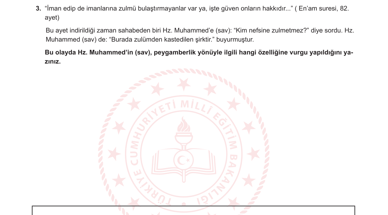 Din Kültürü ve Ahlak Bilgisi sorusu 20 — 