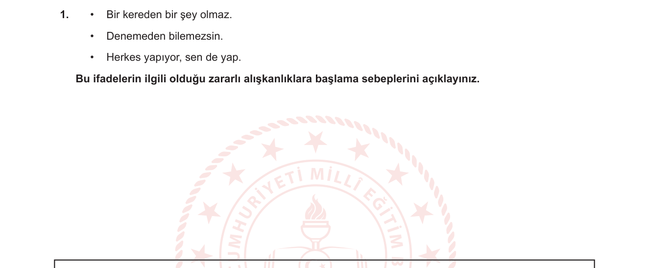 Din Kültürü ve Ahlak Bilgisi sorusu 1 — Zararlı Alışkanlıklar ve Başlama Sebepleri (6. sınıf Din Kültürü — Kötü Alışkanlıklardan Korunma)