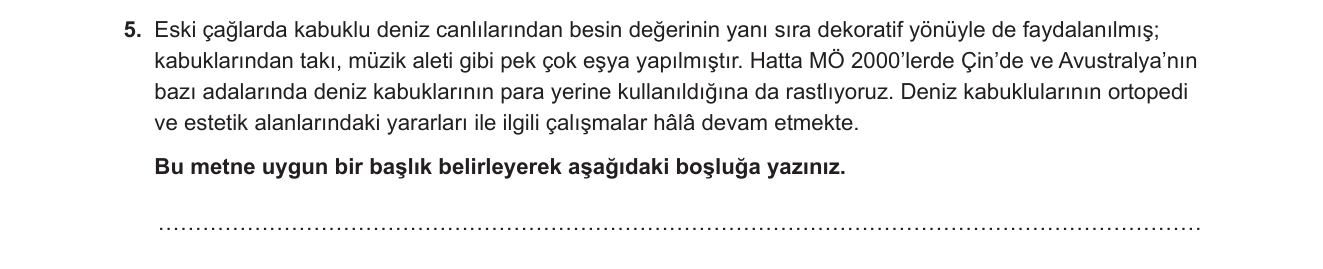 Türkçe sorusu 12 — Okuduğunu Anlama - Metne Başlık Belirleme