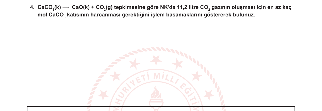 Kimya sorusu 15 — Stokiyometri — Ayrışma Tepkimesi, Mol-Hacim İlişkisi