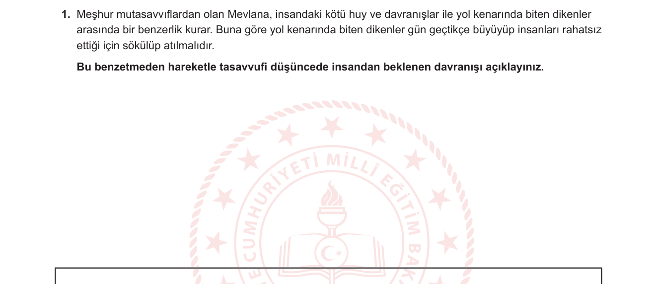 Din Kültürü ve Ahlak Bilgisi sorusu 1 — 