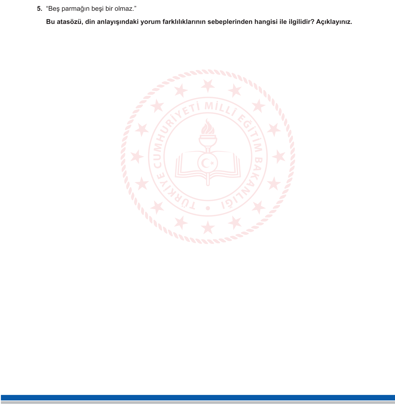 Din Kültürü ve Ahlak Bilgisi sorusu 11 — 