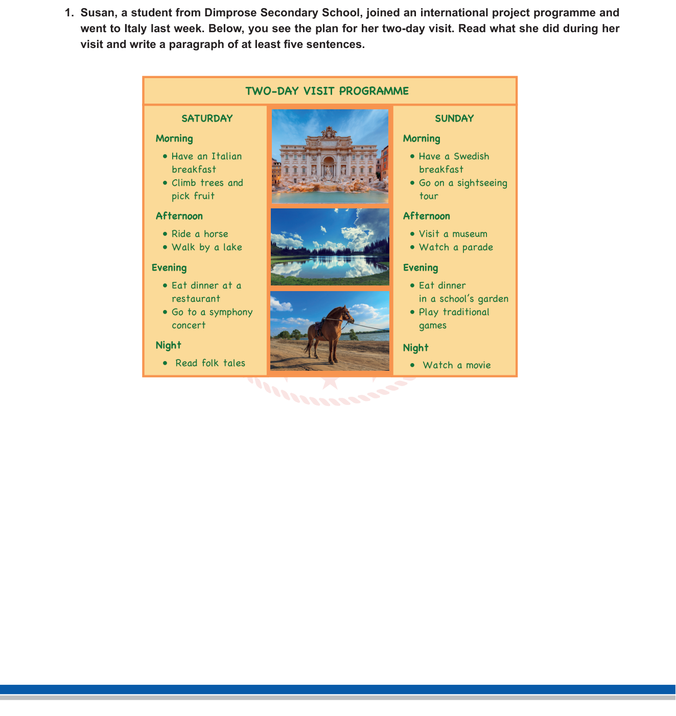İngilizce sorusu 1 — İngilizce Yazma Becerisi — Past Simple Tense, Guided Writing (6. Sınıf)
