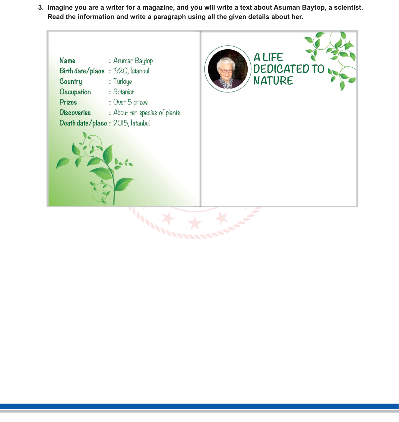 İngilizce sorusu 3 — Writing Skills — Describing a Person / Note-taking to Paragraph