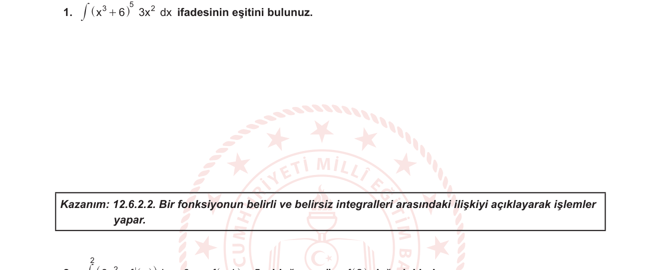 Matematik sorusu 1 — 12. Sınıf Matematik — Belirsiz İntegral, u-Substitution (Yerine Koyma Yöntemi)